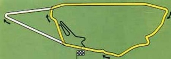 Le tracé original en blanc / le circuit 1972 en jaune