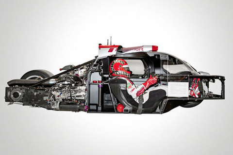 Le moteur est relié directement à la monocoque de l'Audi R18 e-tron quattro