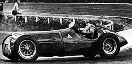 La 158 de Fangio, vainqueur du Grand Prix de Belgique à Spa en 1950