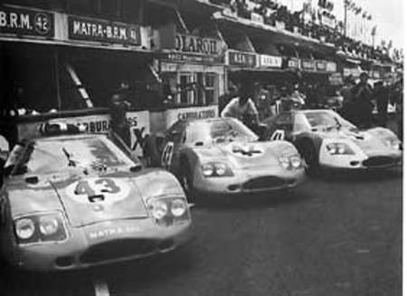 Les trois 620 BRM au départ des 24 Heures du Mans 1966