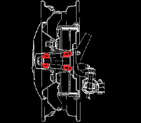 L'utilisation des roulements à rouleaux coniques. Cette solution présente une bonne capacité et un prix de revient relativement bas, mais nécessite une fusée plus longue pour permettre l'éloignement des roulements.