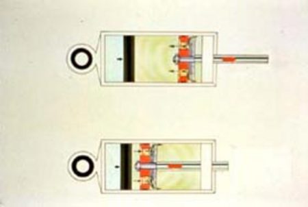 De Carbon améliora considérablement l'efficacité de l'amortisseur hydraulique en intégrant un tampon gazeux sous haute pression.