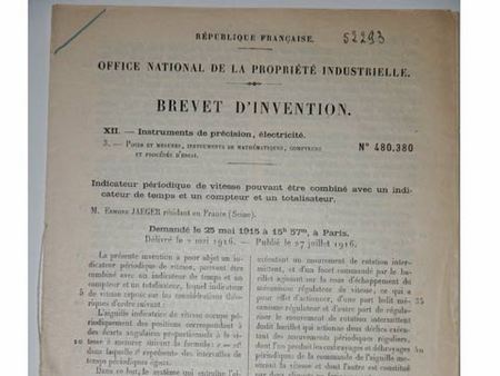 Le brevet d'invention d'Edmond Jaeger