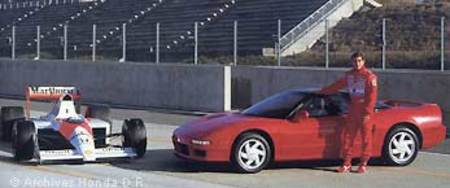 Ayrton Senna aux cotés de la NSX et la Mc Laren