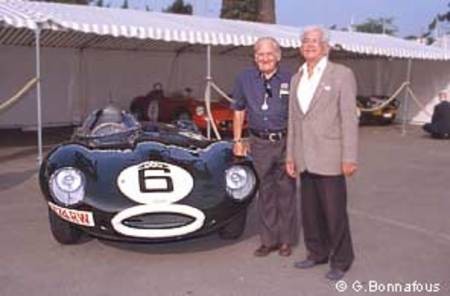 XKD 505 avec Norman Dewis, l¹ingénieur des essais Jaguar dans les années 50 (à gauche) et le père de
