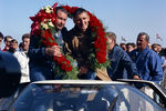 Lloyd Ruby et Ken Miles à l'arrivée des 24 Heures de Daytona 1966