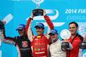 Franck Montagny, Lucas di Grassi et Sam Bird sur le podium de Pékin