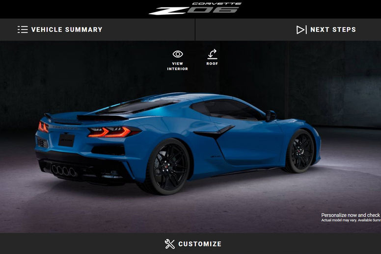 Configurez la Chevrolet Corvette Z06 de vos rêves