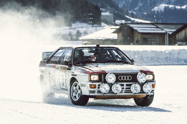 Ken Block en piste avec l'Audi quattro A2 Groupe B de 1983