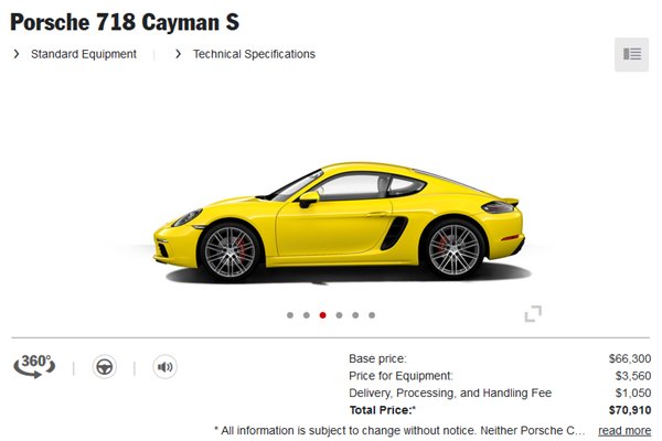 Porsche 718 Boxster et 718 Cayman : le configurateur