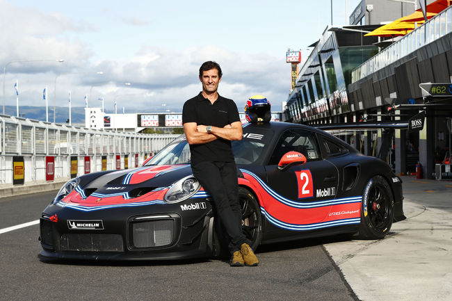 Mark Webber et la Porsche 911 GT2 RS Clubsport en piste à Bathurst
