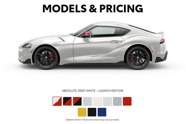 Toyota Supra : la palette des couleurs