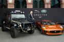 David Bautista et les Land Rover Defender et Jaguar C-X75