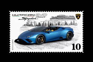 La Lamborghini Huracan Evo RWD Spyder fait l'objet d'un timbre