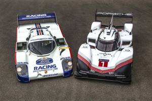 Les Porsche 919 Hybrid Evo et 956 C en action sur le Ring