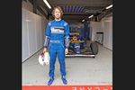 Sebastian Vettel devant la monoplace Williams FW14B ex-Nigel Mansell