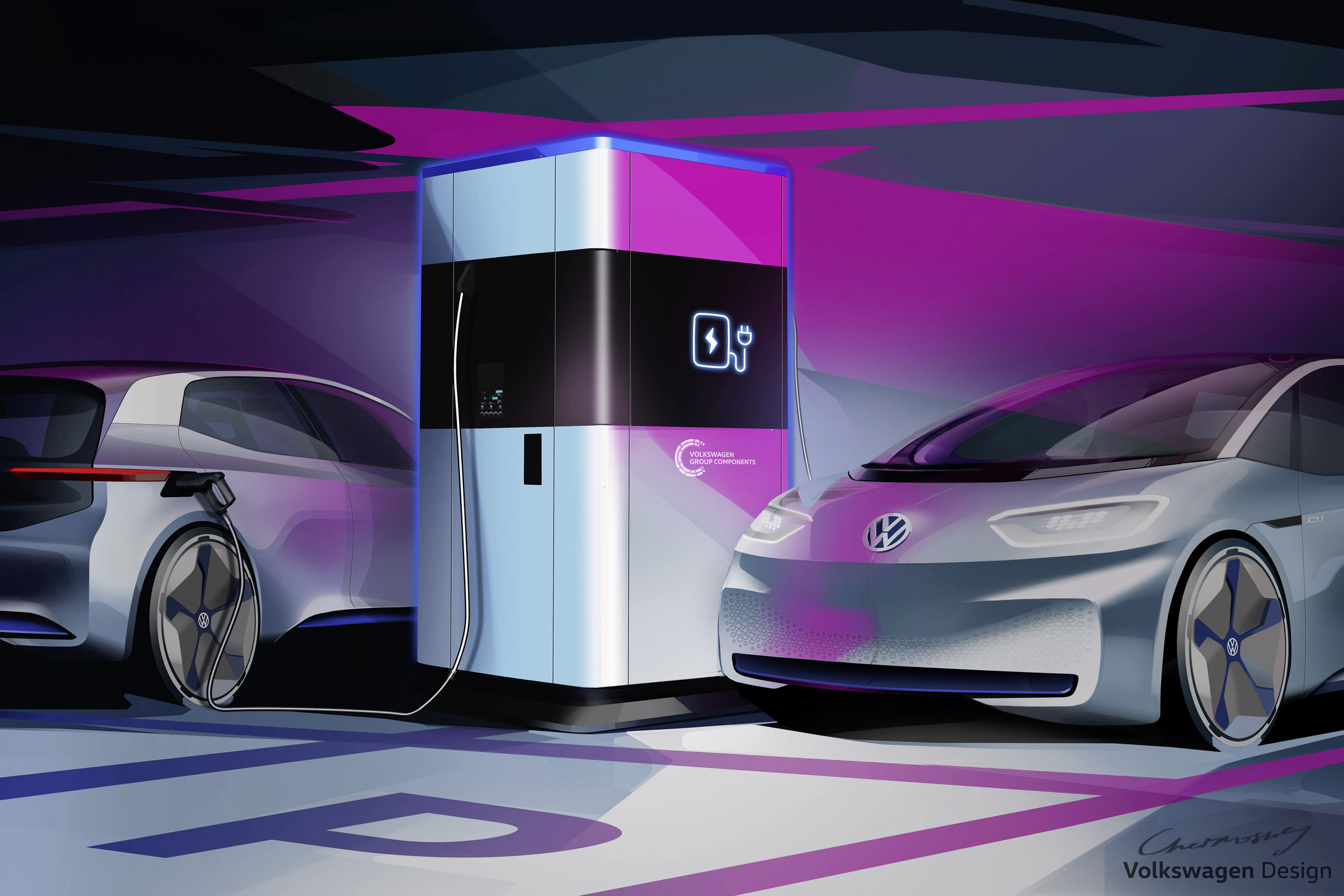 Volkswagen présente sa station mobile de charge - Motorlegend