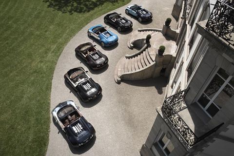 Les six Légendes de Bugatti réunies à Monterey